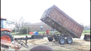 HOW I BUILT THIS CHEAP DUMP TRAILER FROM A WRECKED FARM TRUCK!!! Works with tractor etc