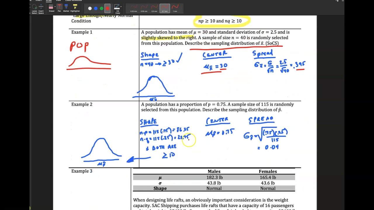 Math 219 7.1 Part 3 Describing Sampling Distributions - YouTube