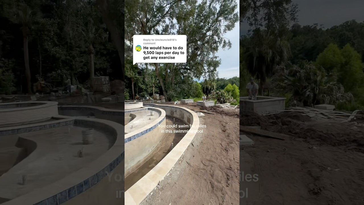 Building a huge lazy river swimming pool in this backyard. 