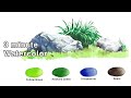 [ 3 minute Watercolor ] Basic  Landscape Watercolor - ​Rocks and Grass (color mixing view) NAMIL ART
