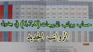 حساب رواتب الدرجات (6,7,8) في جدول الرواتب الجديد (توحيد رواتب الموظفين)