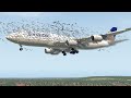 MASSIVE BIRD FLOCK ATTACK - FORCING BOEING 747 TO MAKE EMERGENCY LANDING | X-Plane 11