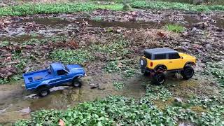 RC Ford bronco and Toyota  truck in the Creek #2023