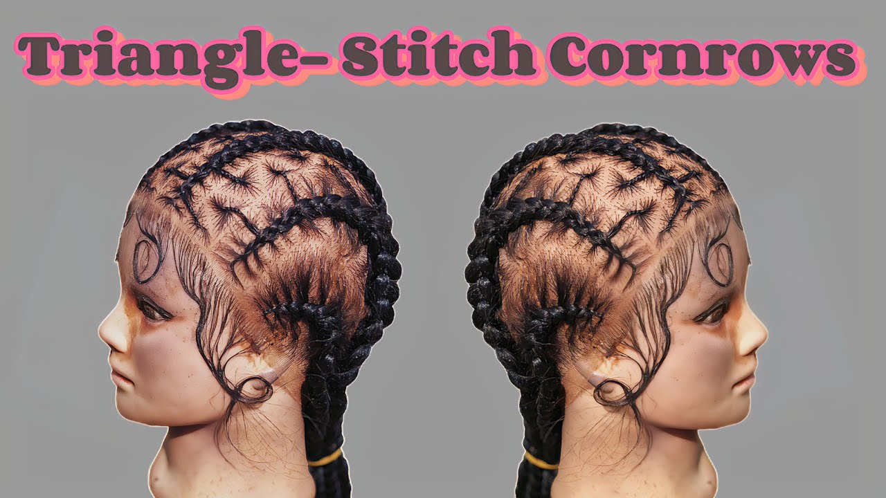 How to make this Triangle-Stitch Cornrows| Braided Wig - YouTube