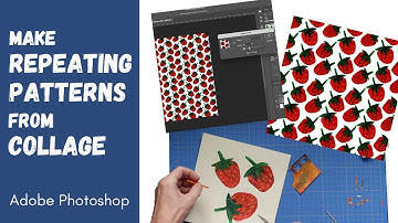 Make Collage Strawberries into Repeats - Adobe Photoshop | easy repeated patterns from paper collage