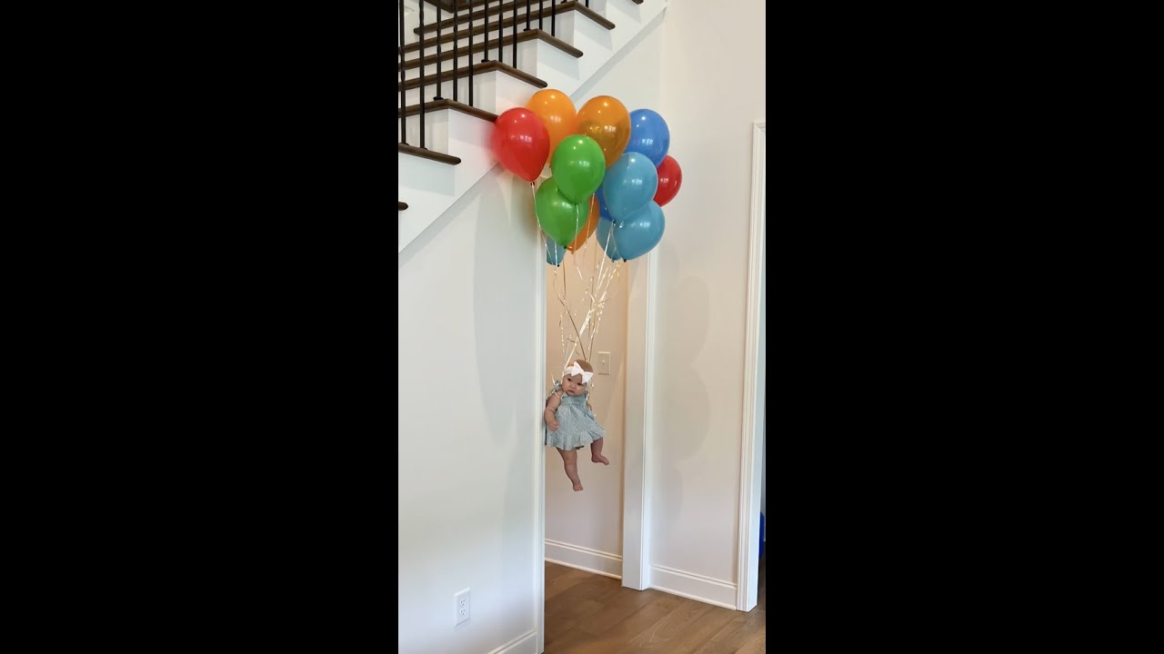 Balloons FLOAT baby!! 😲 #shorts
