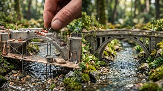 Miniature DIY Bridge Construction Timelapse | Tiny Concrete Bridge Built Like Real