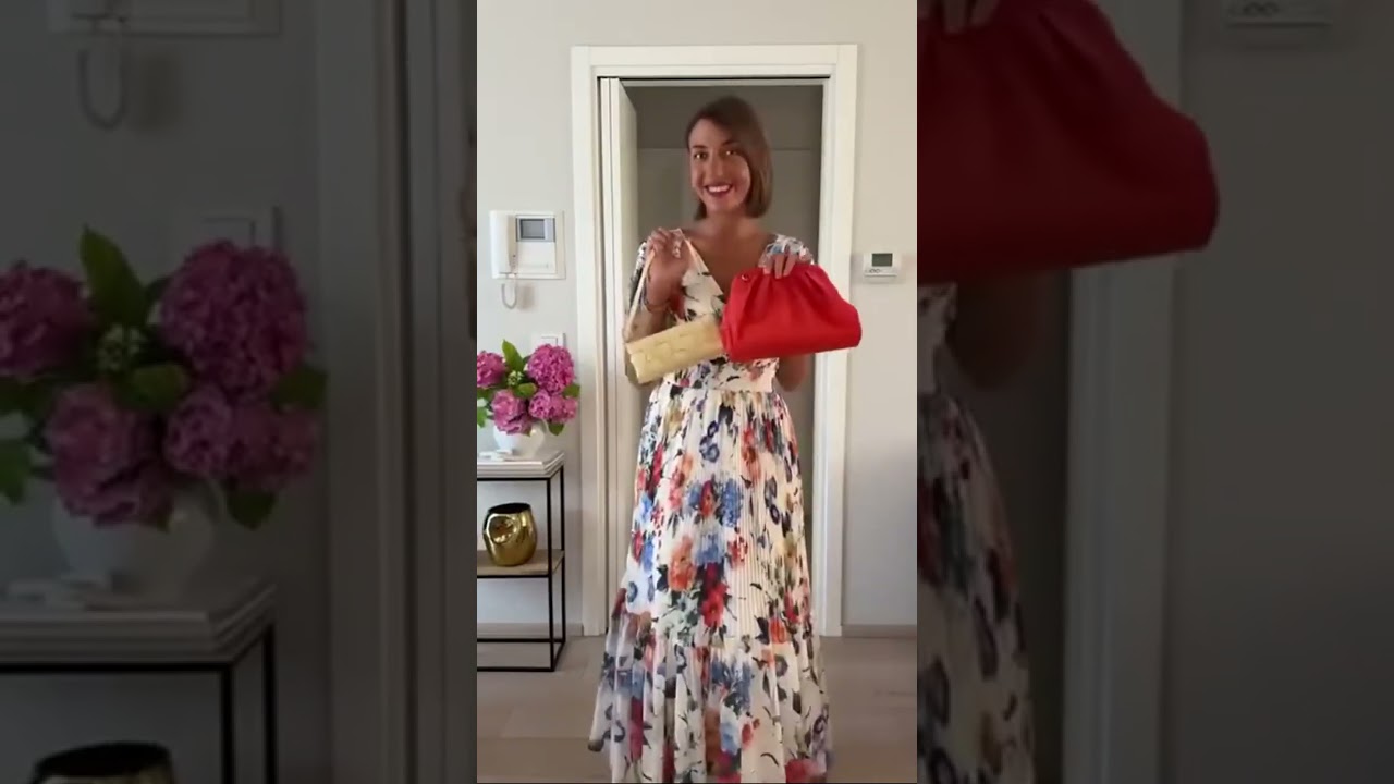 Colorful floral print pleated dress