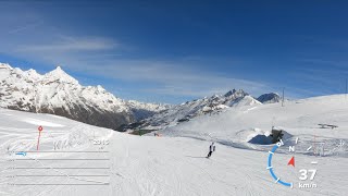 Zermatt: Skiing from Gornergrat (Gifthittli) to Gant via slope#29 in April’22