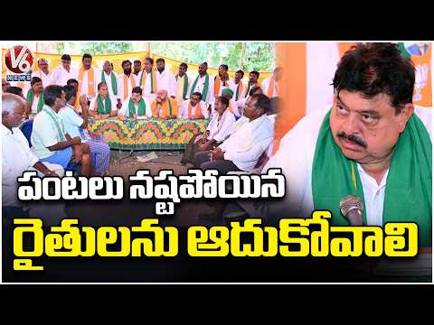 BJP Chief Ramchander Rao Inspects Dry Crops, Meets Nalgonda Farmers, Demands Govt Aid | V6 News - V6NEWSTELUGU