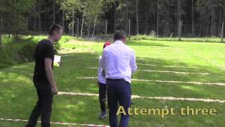 Farm minister George Eustice throws an antler