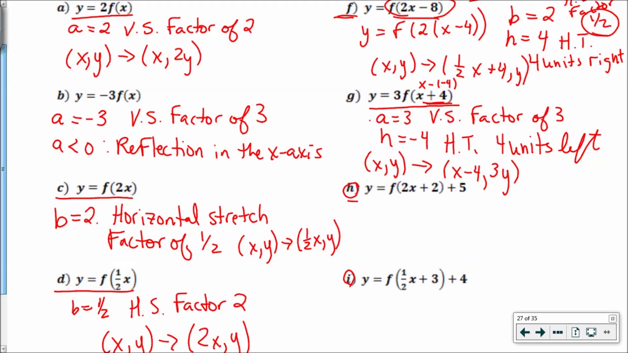 Math 30-1: Lesson 1.3 Transformations - YouTube