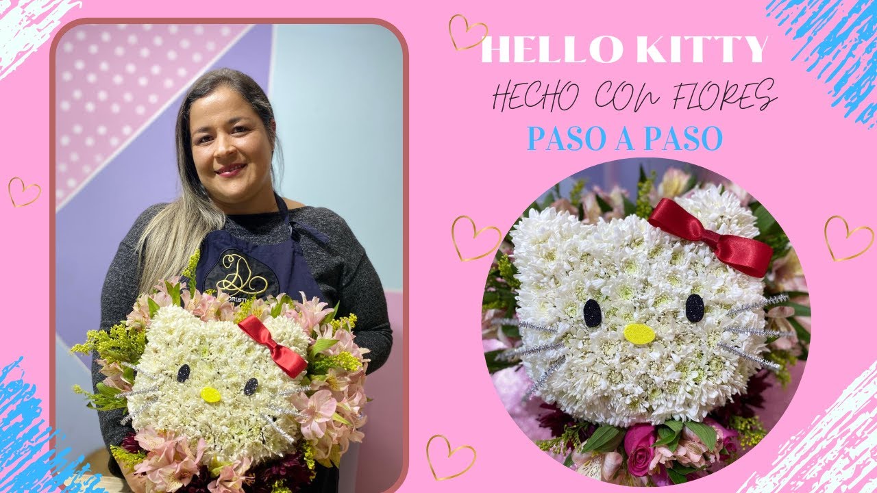 Tutorial #33 💐🌷 HELLO KITTY 3D HECHO CON FLORES🌟 - YouTube