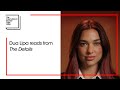 Dua lipa reads from the details  the booker prize