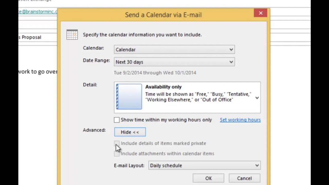 How to insert your outlook calendar into an email YouTube