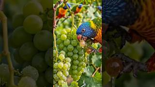 Grapes 🍇and 🦜 parrots🦜#shorts