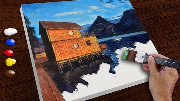 How to Paint Realistic Floating House in Acrylics / Speed Painting / JMLisondra