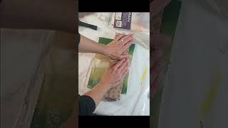 Gel Plate Printing On Fabric, Shades Of Fishy Green