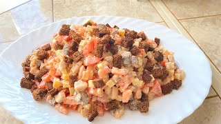 Вкусный Салат С Сухариками, Очень Сытный И Простой.