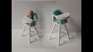 How to make a Doll Baby Feeding High Chair from craft sticks, foam board, wooden dowels and lollipop sticks. Enjoy! Subscribe for 