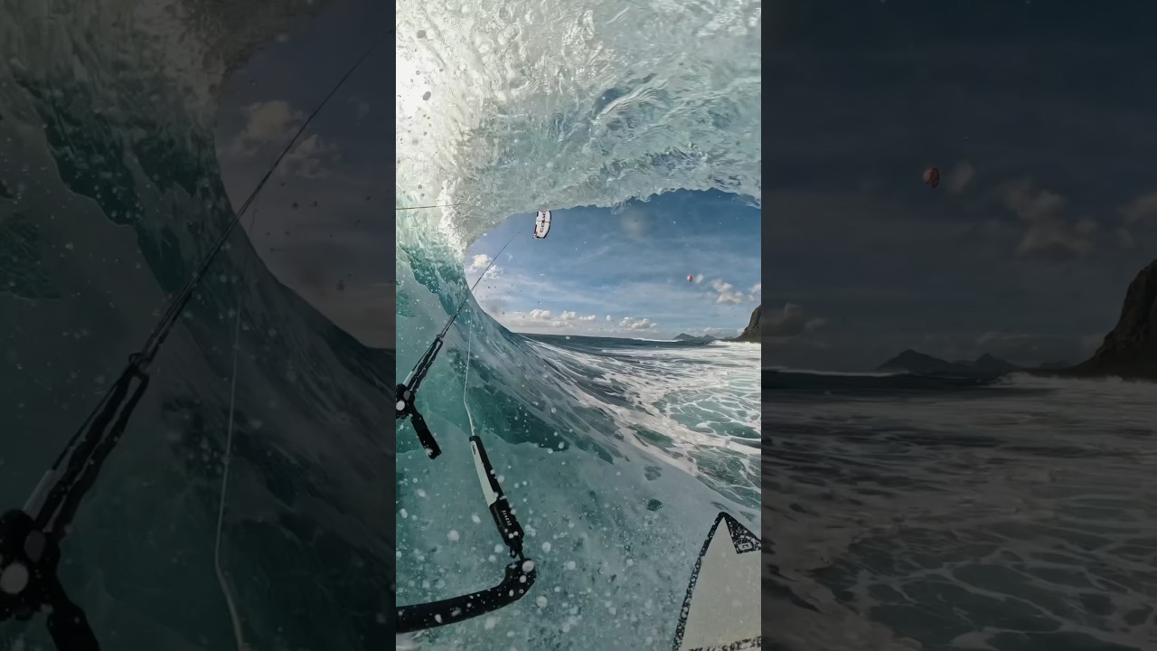 SURFING while flying a KITE #surf #kite #kitesurfing #waves #ocean