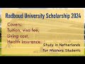 Radboud University Scholarship 2024