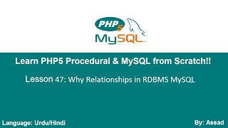 PHP Procedural & MySQLi Lesson 47: Why Relationships in Database  (Urdu/Hindi)