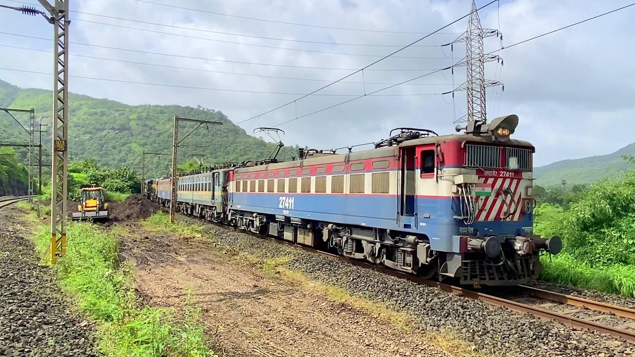4 Engines with huge Freight Train || Beautiful Bhor Ghats  Triple WAG-7 + WDG-4D