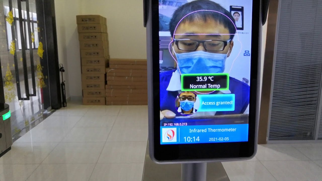 access Door type face recognition temperature measurement + access control machine + system
