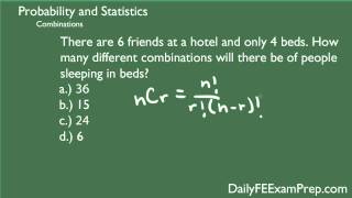 Sample FE exam Problems - 01 - Probability and Statistics - Combinations 1