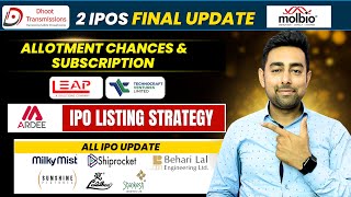 Dhoot IPO Final Update | Ardee IPO Listing Strategy | Molbio IPO | Technocraft IPO Allotment | Leap 