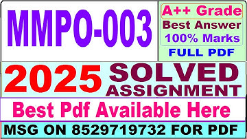 MMPO 003 solved assignment 2025 || mmpo 003 solved assignment 2025 in English || ignou mmpo003 2025