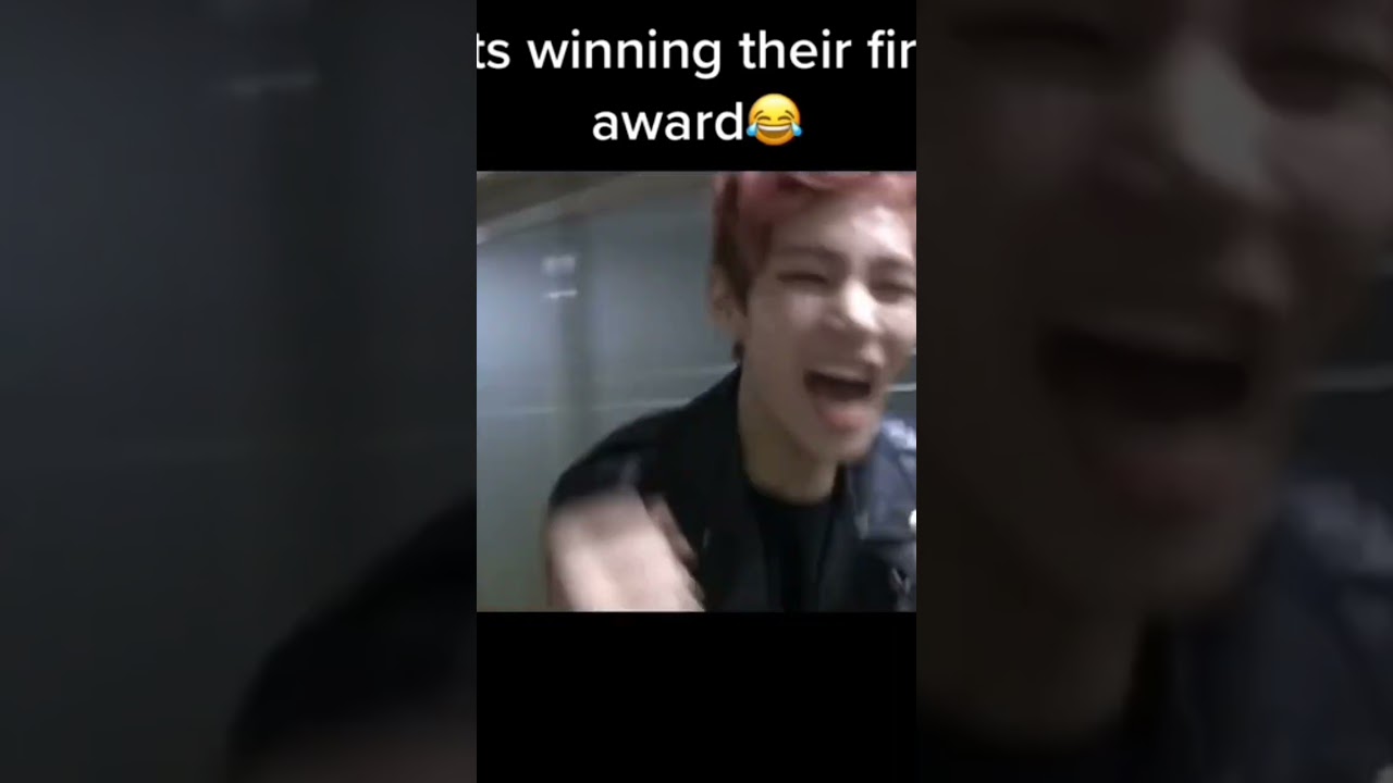 BTS win first award trophy   happiness of the moment ✨💜🤩 