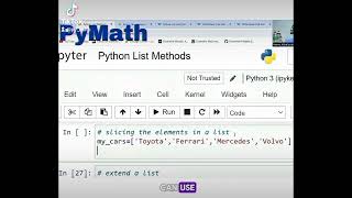 Python list methods - Slicing, extending and sorting a list