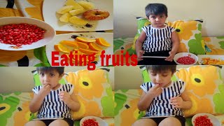 Baby arosh eating Apple l healthy pomegranate| and orange.Delicious fruit | yummy | vitamin C fruit