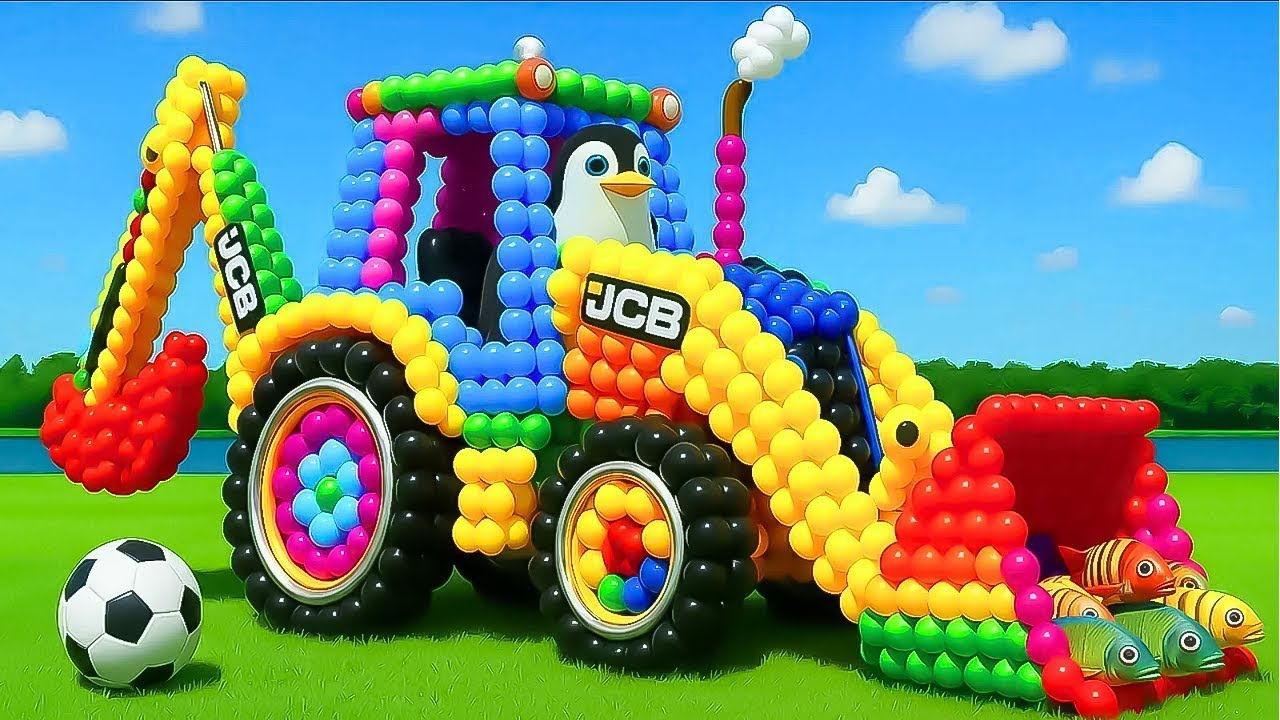 The mascot vibrato assistant JCB and Tractor placed on the football field is popular, co produced