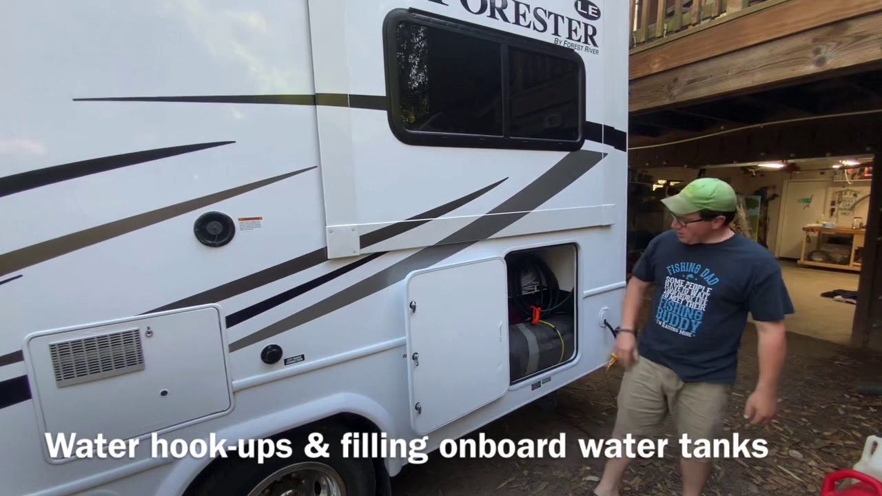 RV water hookups & filling onboard water tank YouTube