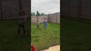 Girls dance to Katy Perry song then younger sister accidentally gets his on head with stick
