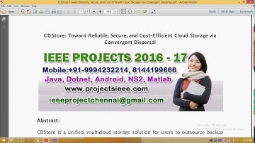 CDStore Toward Reliable, Secure, and Cost Efficient Cloud Storage via Convergent Dispersal