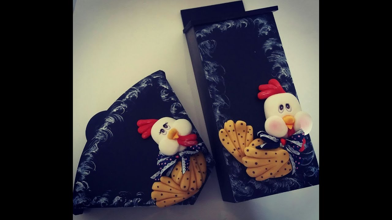 DIY- Fran aulas - mdf com galinhas em biscuit - parte 2
