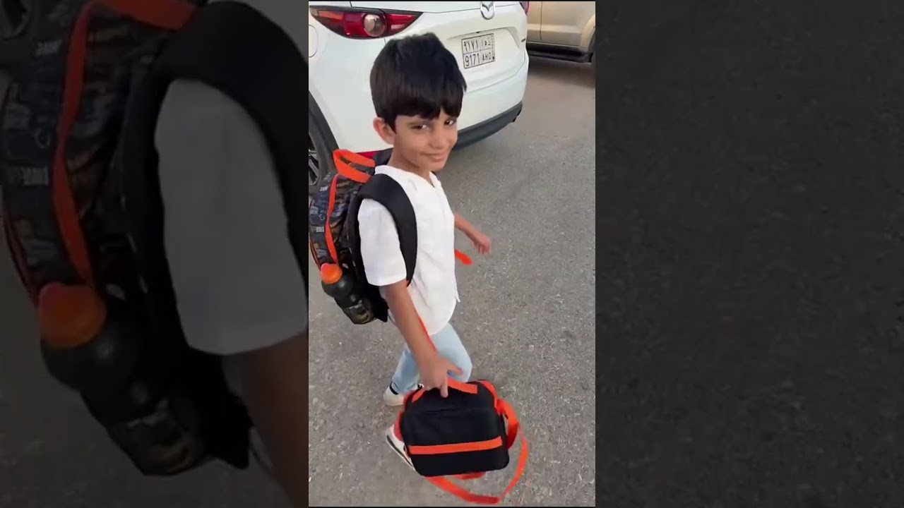 امونه عبدالله و اول يوم مدرسه مع الحلوين 😍