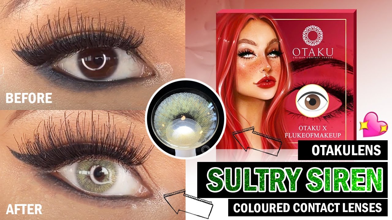 How Otakulens Contacts Look on Dark Eyes Sultry Siren Gold Glitter