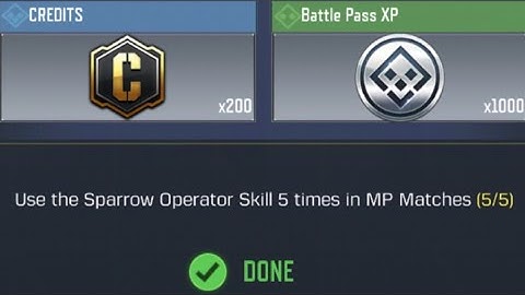 Call Of Duty Mobile Use the Sparrow Operator Skill 5 times in MP Matches Task Complete