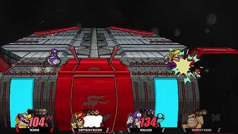 Super Smash Flash 2 Beta 1.3 Udpated: Wario Vs Captain Falcon Vs Waluigi Vs Donkey Kong