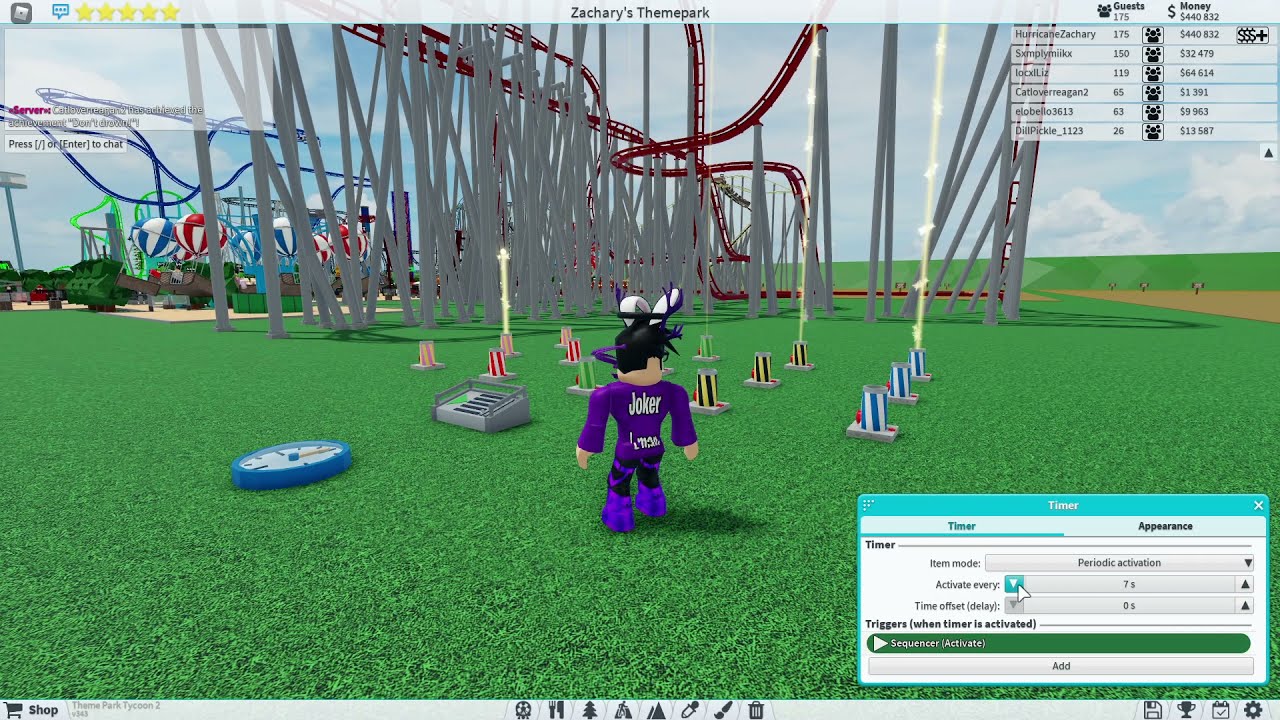 How to make automatic firework shows in Theme Park Tycoon 2