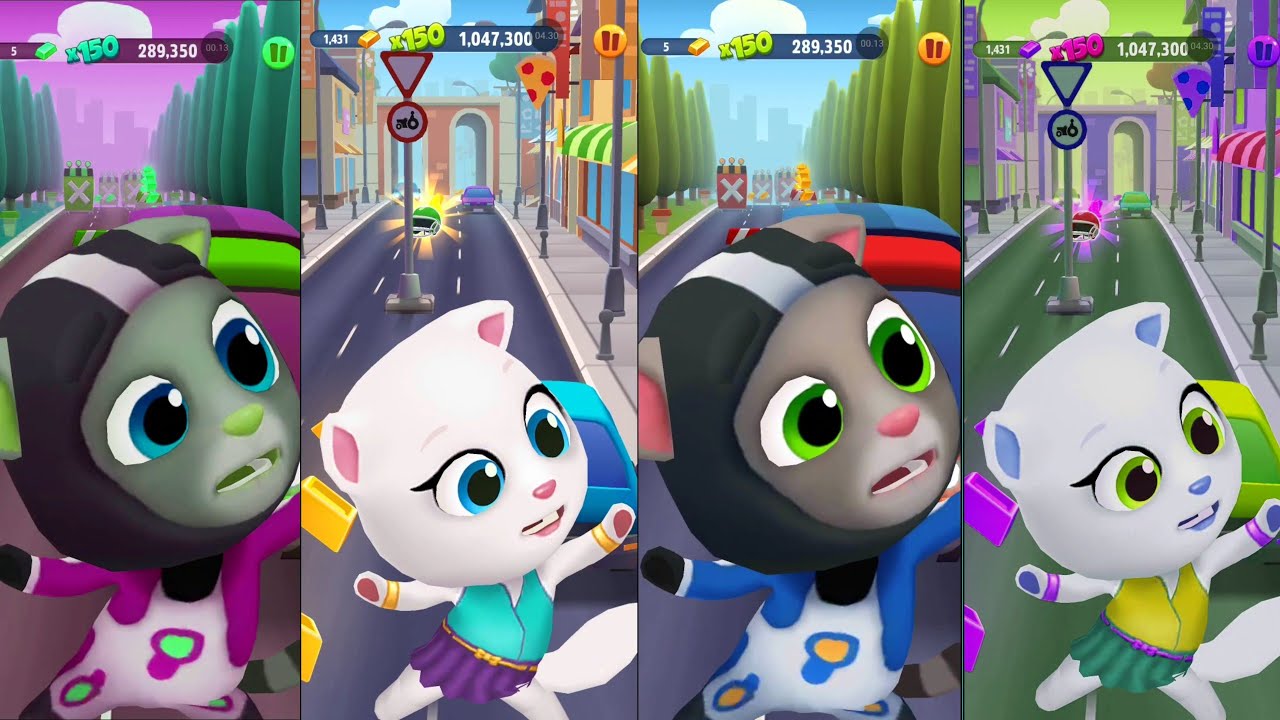 Talking Tom Gold Run Vs Talking Angela Gold Run Best Running Funny Gameplay eps38