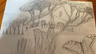 Two point perspective treehouse thanks to@Circlelineartschool 