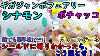 【クレーンゲーム  誰でも簡単にできる決め技！】サンリオ ギガジャンボシナモンとポチャッコ　シールドに寄りかかったら、こう落とせ！