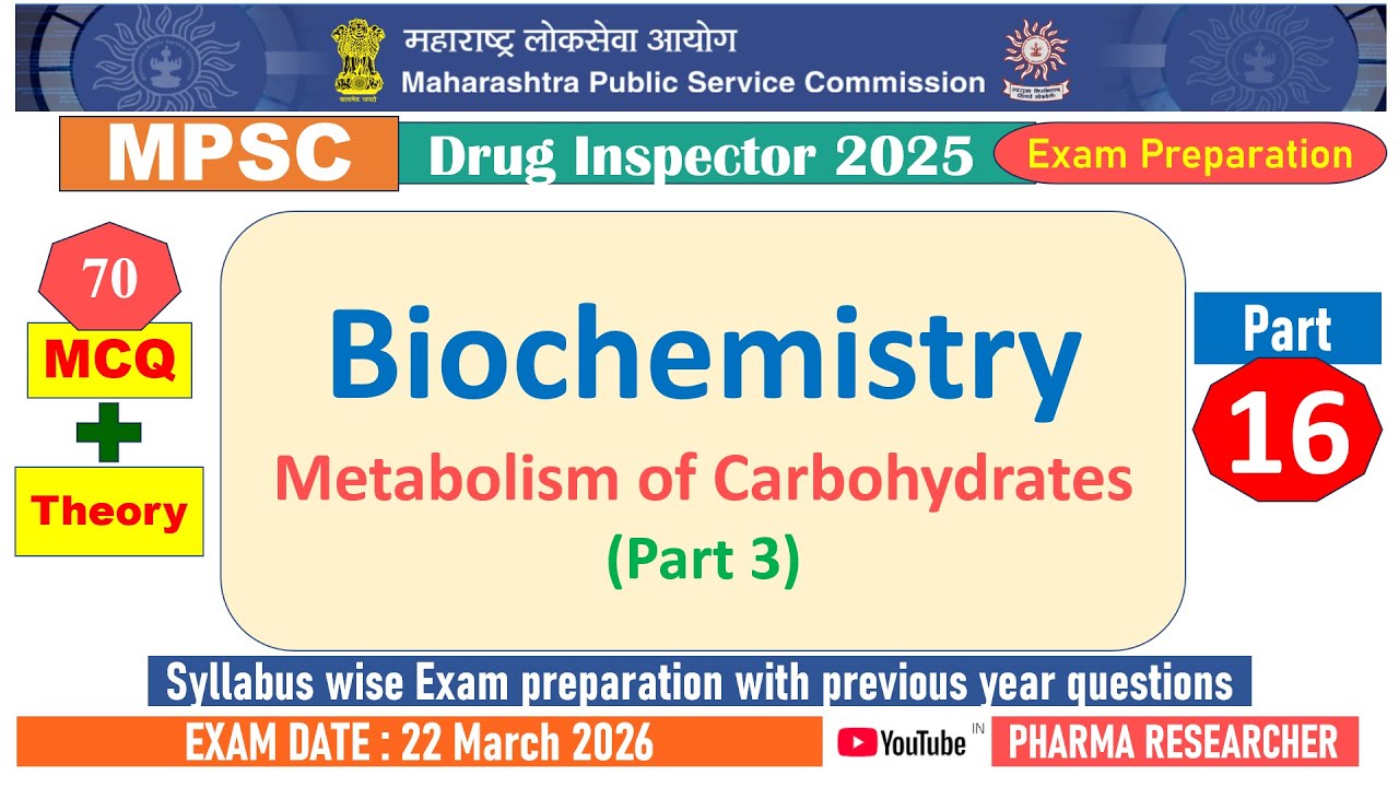 Carbohydrates MCQs II MPSC Drug Inspector 2025 Exam Preparation 