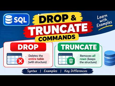 SQL DROP & TRUNCATE Commands Explained | Difference Between DROP and TRUNCATE | SQL Tutorial